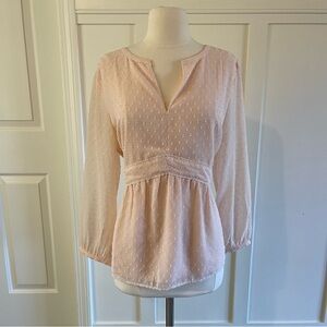 Loft Light Pink Long Sleeve Blouse